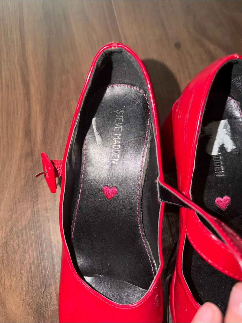 Steve Madden Girls Red Patent Mary Jane Shoes with Buckle Strap